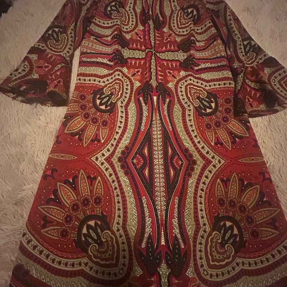 Elegant Paisley Long Sleeve Dress